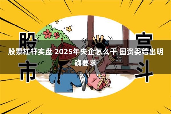 股票杠杆实盘 2025年央企怎么干 国资委给出明确要求